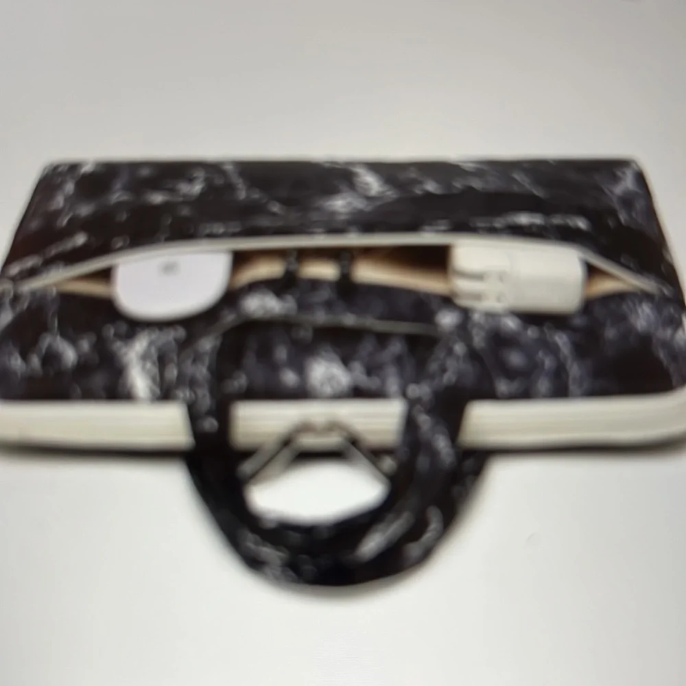 Canvaslife Black Marble Pattern Waterproof Laptop Shoulder Bag.